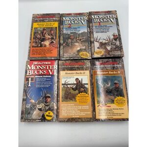 Realtree Monster Bucks VHS Lot of 6 Whitetail Hunting Bill Jordan Vintage Tapes